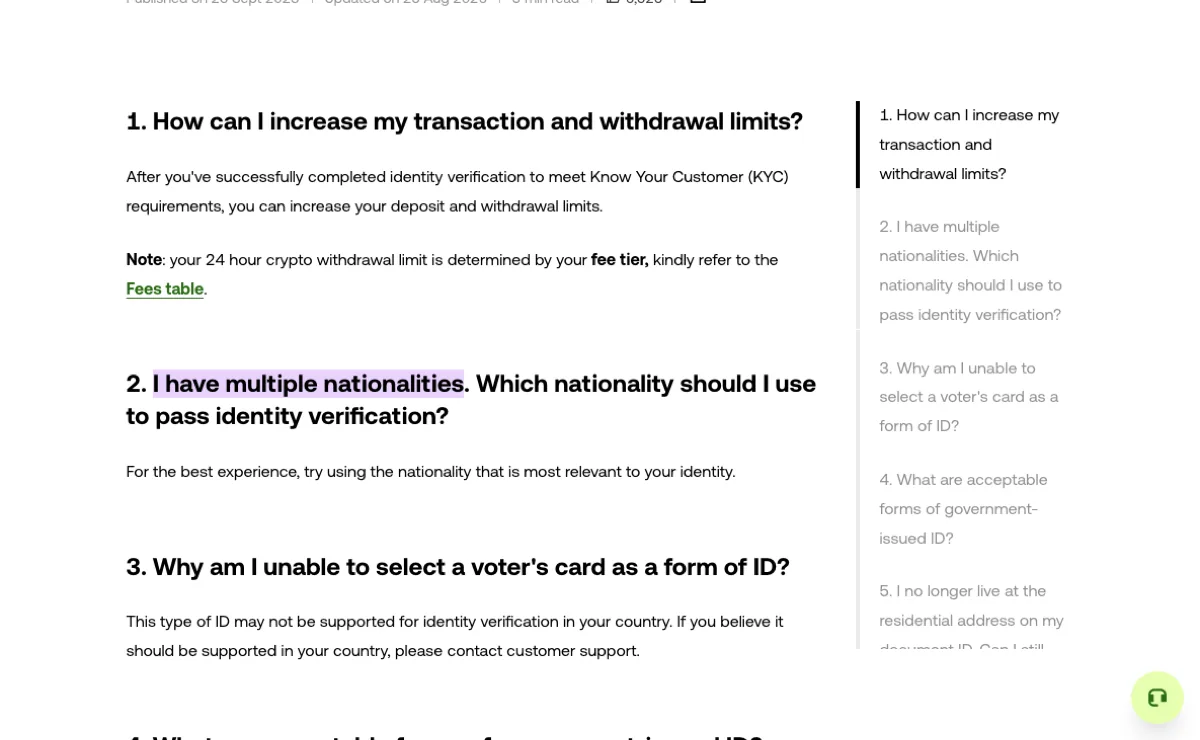 OKX English help centre article A beginner’s guide to identity verification, showing question 2, I have multiple nationalities. Which nationality should I use to pass identity verification, with the one-line answer: For the best experience, try using the nationality that is most relevant to your identity