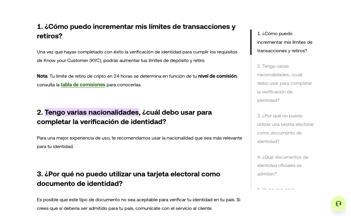 Guía para principiantes sobre verificación de identidad del centro de ayuda de OKX en español, con la pregunta 2, «Tengo varias nacionalidades, ¿cuál debo usar para completar la verificación de identidad?», y su respuesta de una línea: te recomendamos usar la nacionalidad que sea más relevante para tu identidad